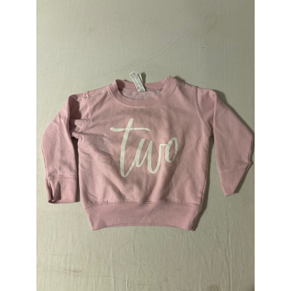Rabbit Skins Sweatshirt Kids Size 2 Pink Excellent Two Birthday Graphic Pullover